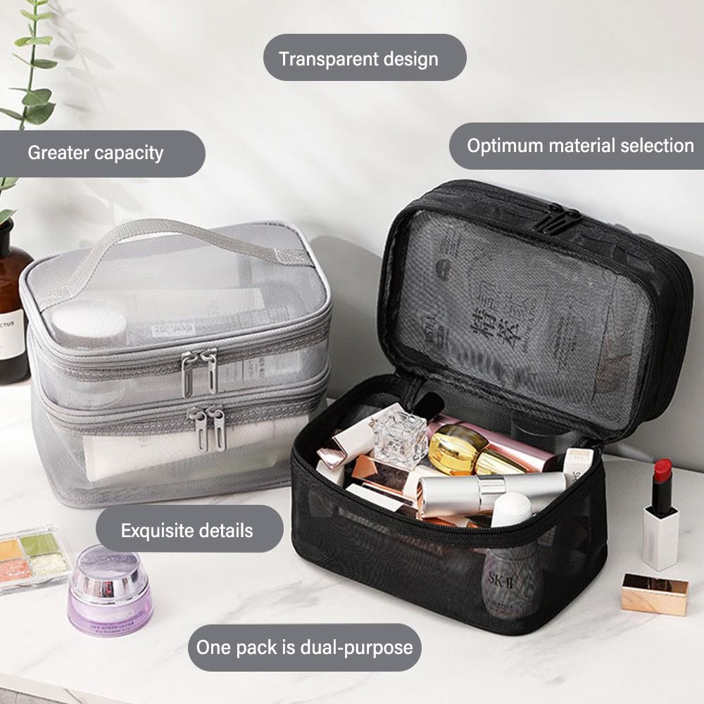 Beauty Preservation Makeup Bag - Modische transparente Netz-Reise-Kosmetiktasche, Aufbewahrungstasche mit großer