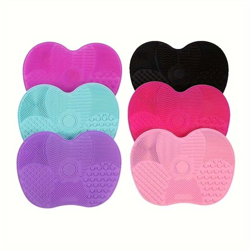 Beauty Makeup Brands - Apfelförmige Silikon-Reinigungsmatte für Make-up-Pinsel mit Saugnapf,