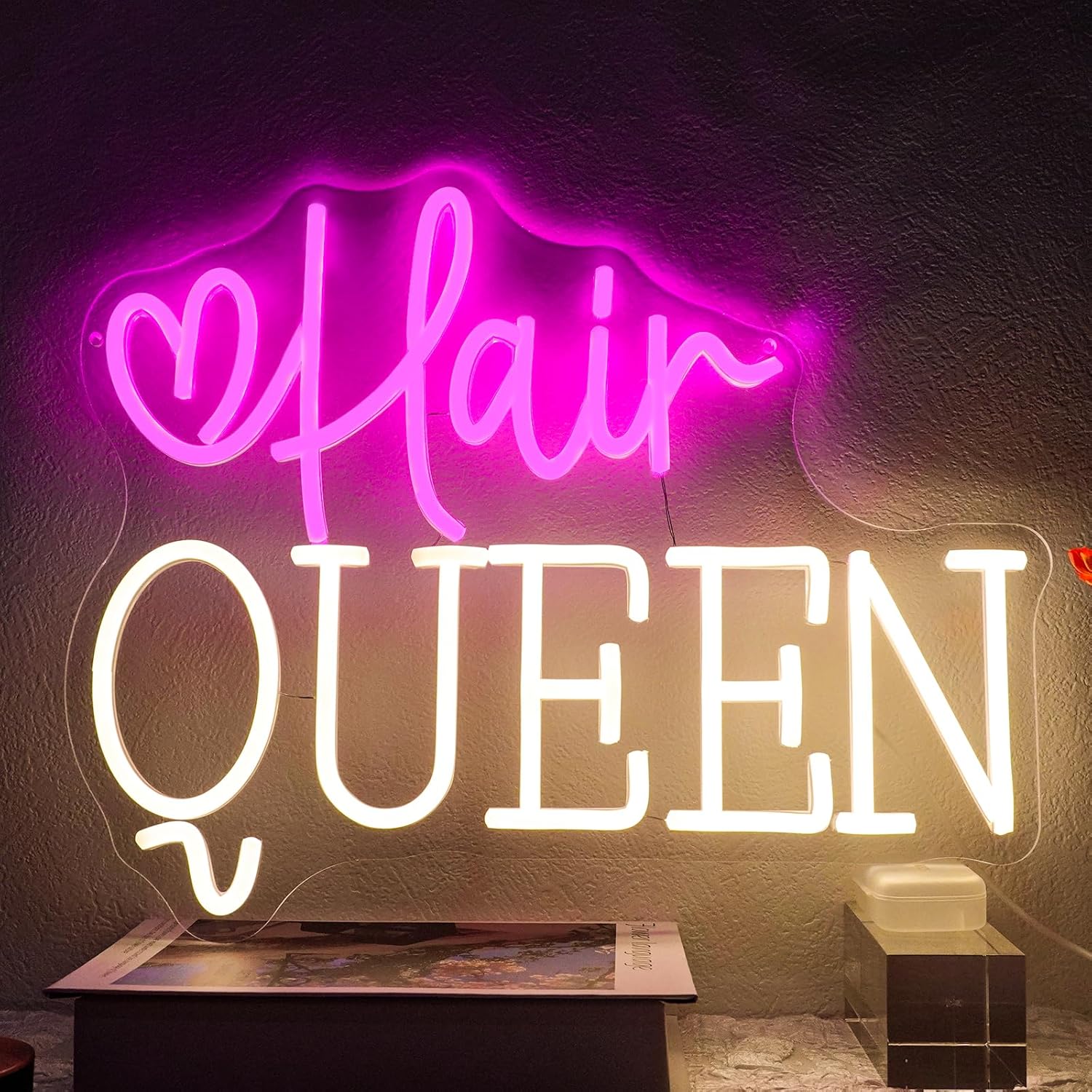 Beauty Queen Makeup Studio - Hair Queen Neonschild USB-Betrieben Friseursalon LED-Neonlicht