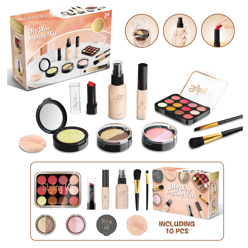 Beauty Makeup Kit For Kids - 10-teiliges Simulations-Kosmetik-Set für Mädchen, Schönheit, pädagogisches