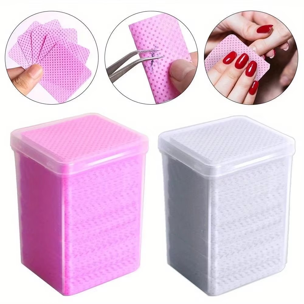 Gel Nail Polish - 200 Stück rosa fusselfreie Nagellackentferner-Tücher, UV-Gel-Kleberentferner-Wattepads