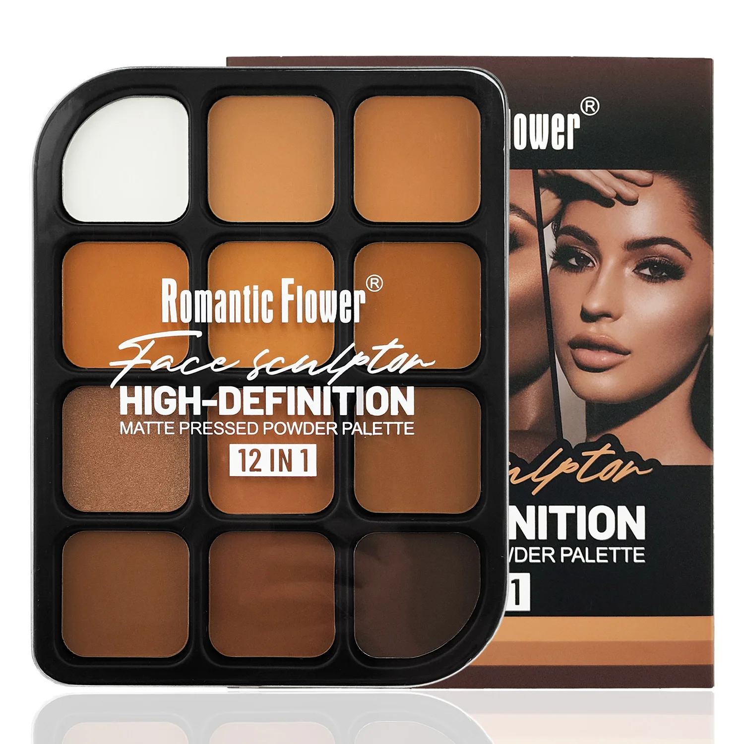 Fenty Beauty Makeup Highlighter - Deep Skin 12-Farben-Matte-Konturpalette – All-In-One-Highlighter mit