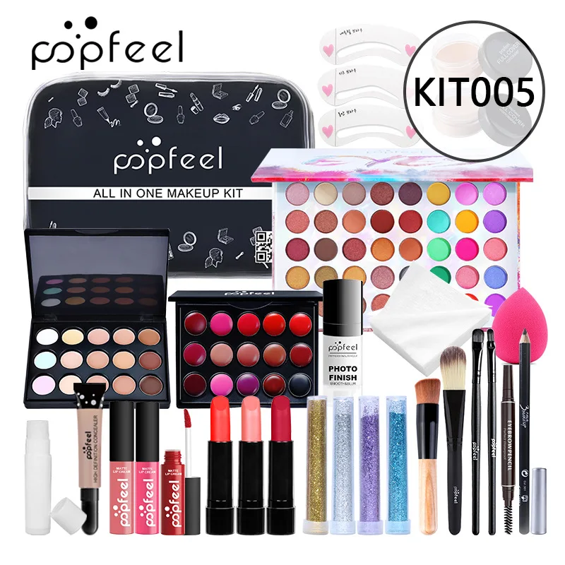 Beauty Book Makeup Kit - Make-up-Sets, Lidschatten, Lippenstift, Augenbrauen, Concealer, Puderpinsel,
