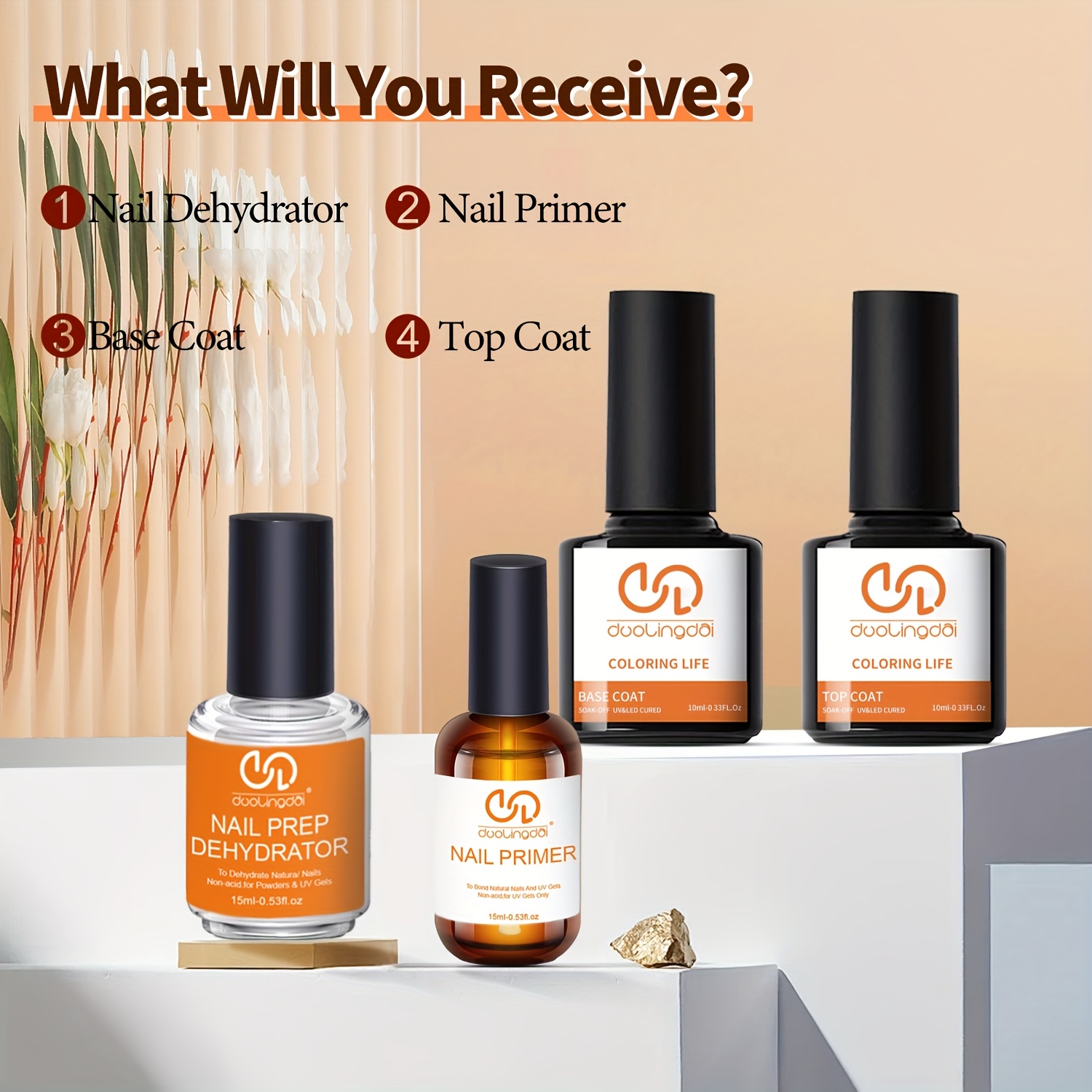 Nail Dehydrator Primer - 4 Stück Top Coat & Base