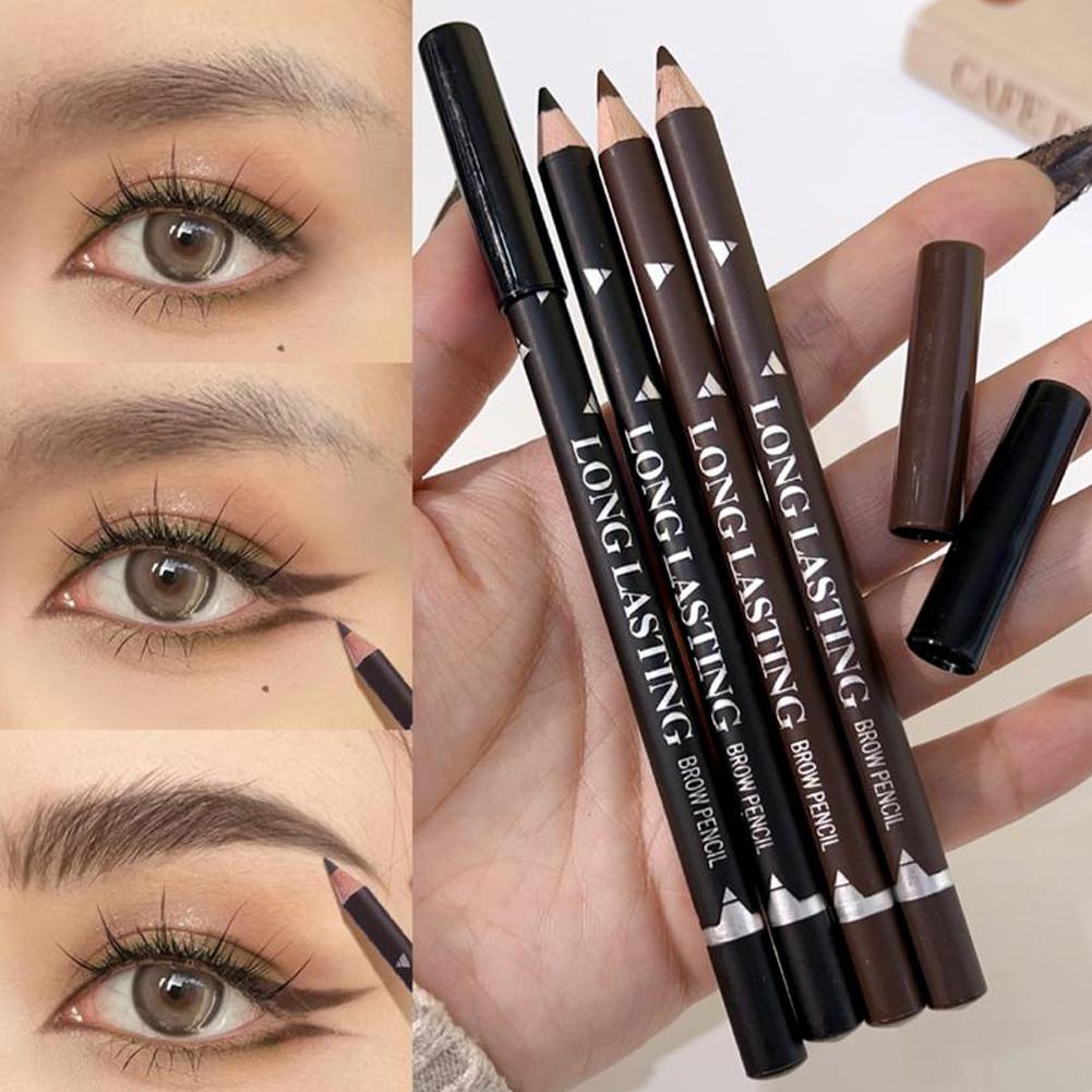 Eyebrow Pomade Pencil - 3-farbiger, langlebiger, schwarz-brauner Augenbrauen- und Eyeliner-Stift,