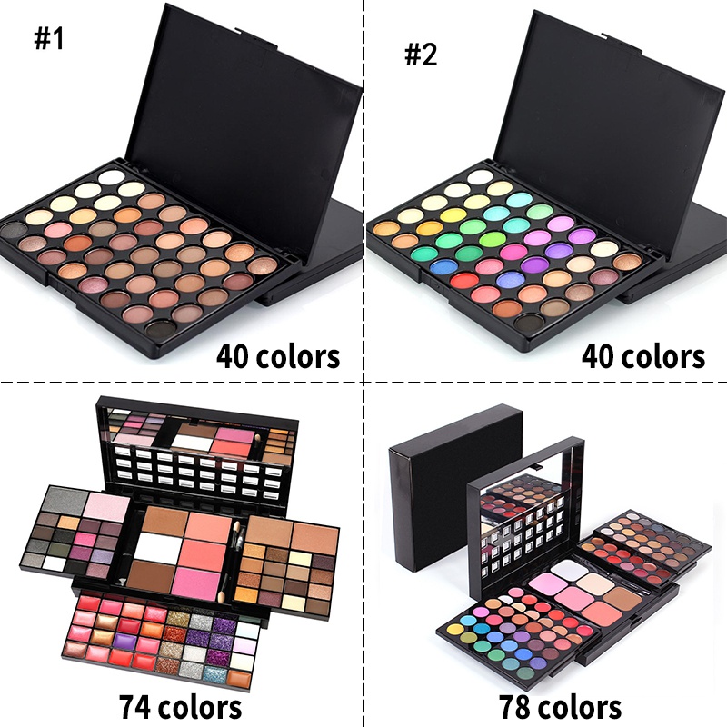Beauty Book Makeup Kit - 40/74/78 Farben Glitzer Lidschatten Palette matt