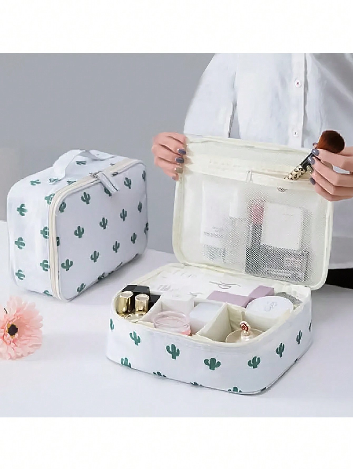 Beauty Preservation Makeup Bag - 1 Stück wasserdichte Kosmetiktasche mit Kaktus-Print,