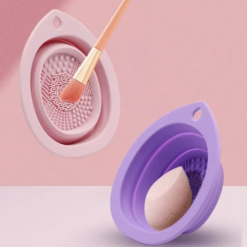 Beauty Makeup Brands - Silikon-Make-up-Pinsel-Reinigungsschale, faltbare Waschmatte, tragbares Kosmetikpinsel-Reinigungswerkzeug, Schönheits-Make-up-Pinsel-Schwamm
