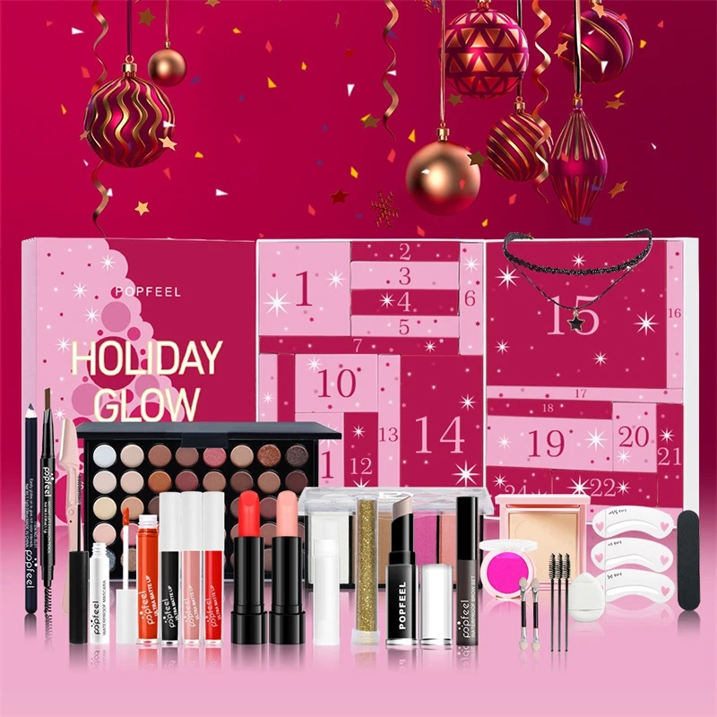 Beauty Halloween Makeup - Weihnachts-Countdown-Make-up-Set Lippenstift Lidschatten Kosmetik 24-teiliger Beauty-Adventskalender