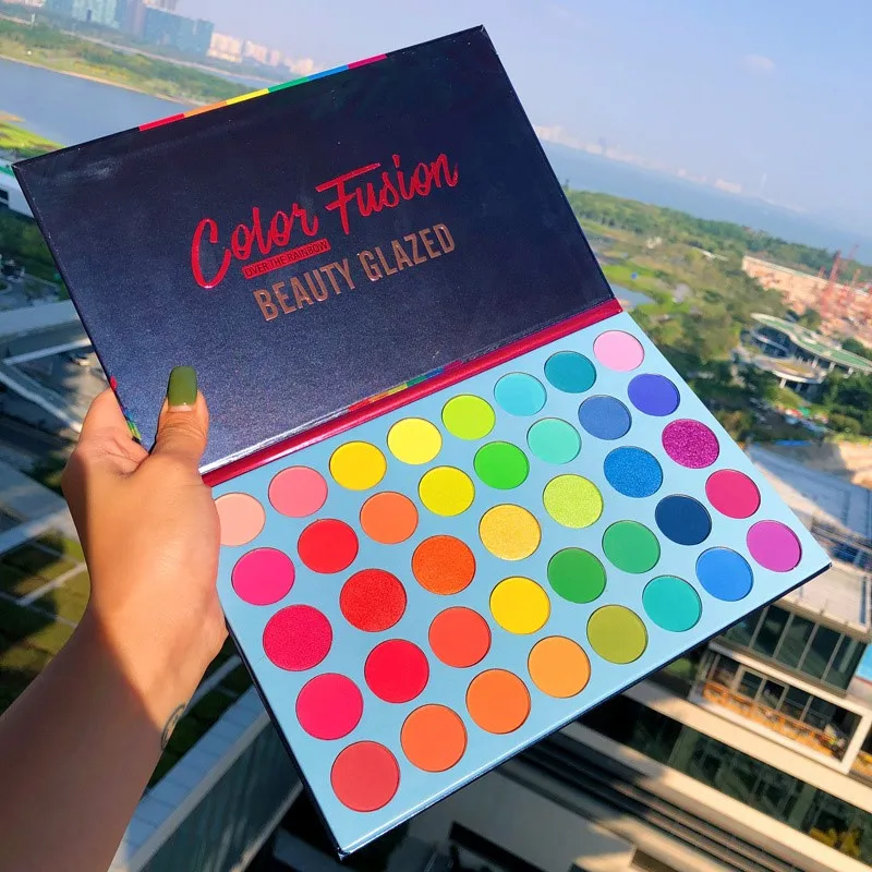 Beauty Book Makeup Kit - BEAUTY GLAZED 39-Farben-Regenbogen-Lidschatten-Palette Langlebige Neon-Glitzer-Lidschatten-Palette Augen-Make-up-Kosmetik