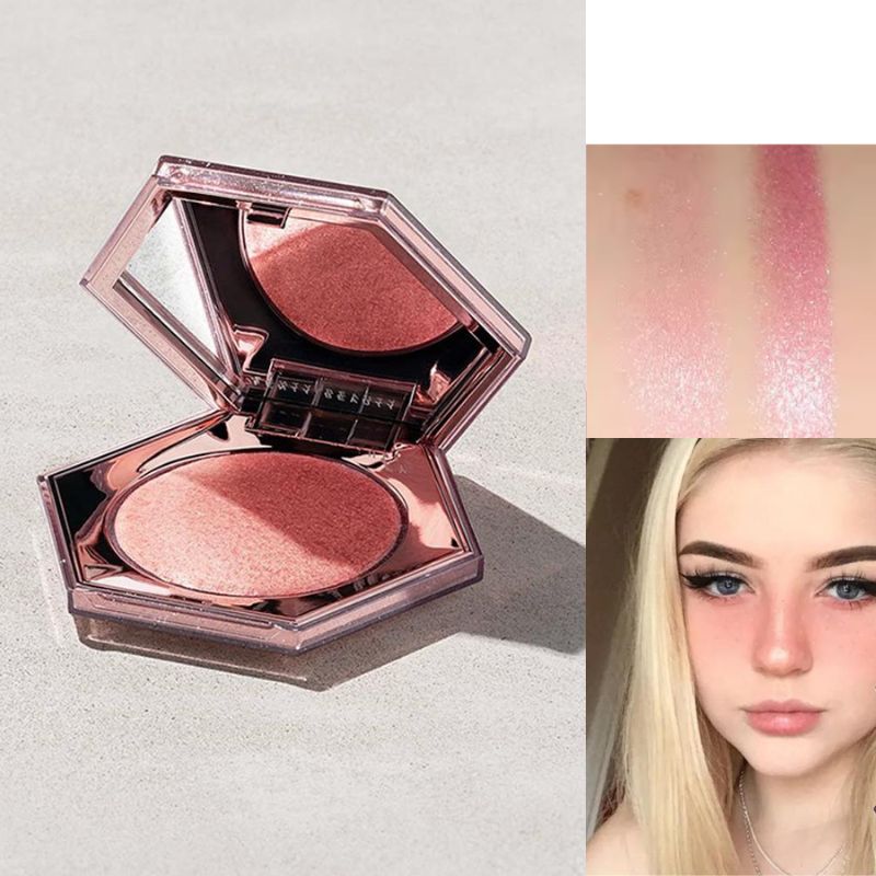 Fenty Beauty Makeup Highlighter - Highlight-Puder, Gesichts-Highlighter-Palette, rosa Perlenschimmer, glattes, gebackenes